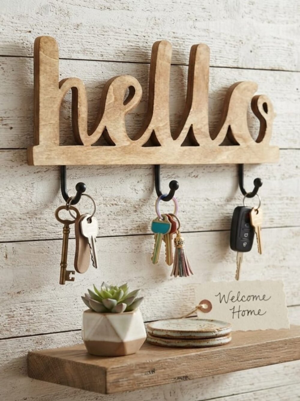 Farmhouse Wooden Key Chain Rack